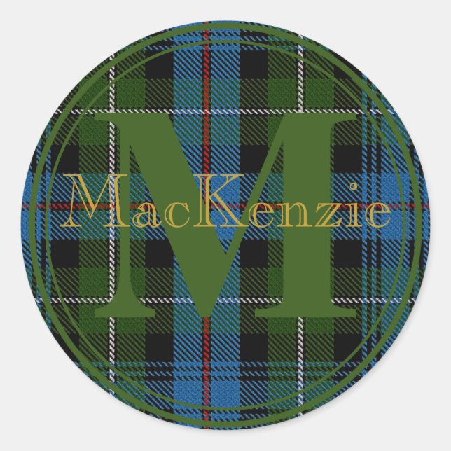 MacKenzie Tartan Gold Name-Initial Sticker Siegel (Vorderseite)