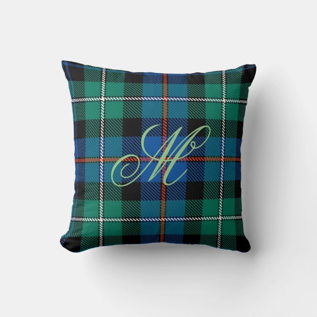 Mackenzie Tartan Monogramm Pilz Kissen (Vorderseite)