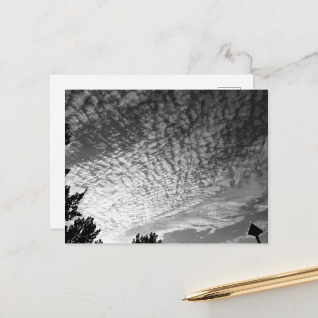 Mackerel Sky: Schwarz und Weiß Postkarte (Vorderseite/Rückseite Beispiel)