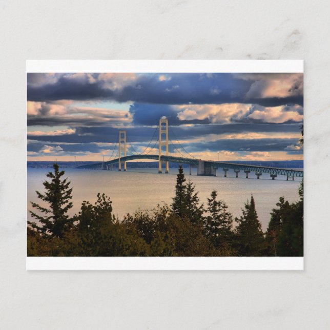 Mackinac Bridge 1060 Postkarte (Vorderseite)