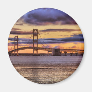 Mackinac Bridge 1155 Gold Magnet