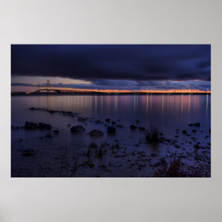 Mackinac Bridge #1243 Blue Poster