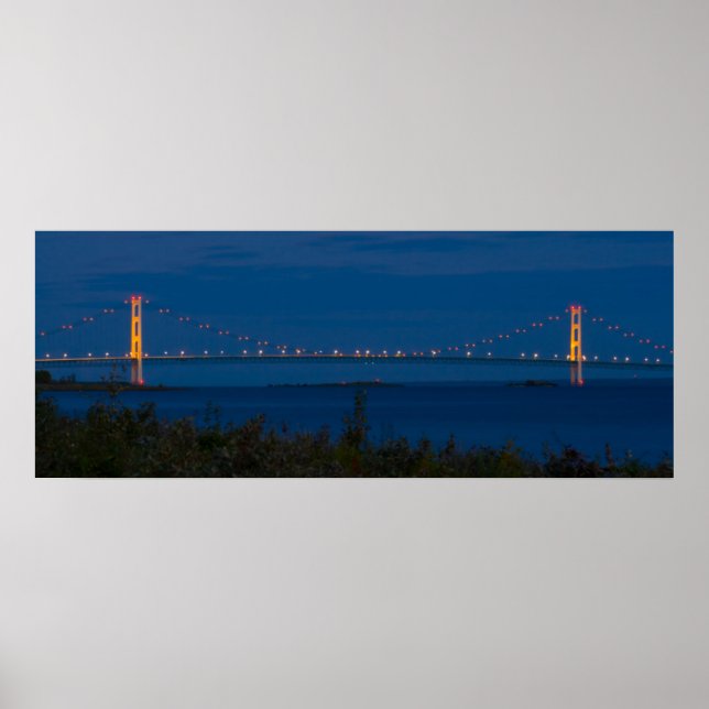 Mackinac Bridge at Night, Michigan Poster (Vorne)