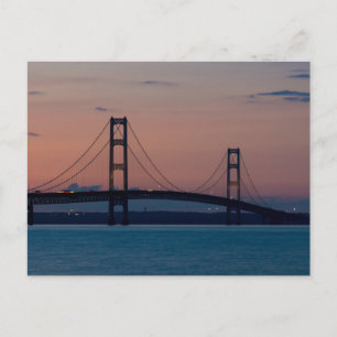 Mackinac Bridge bei der Abendkarte Postkarte