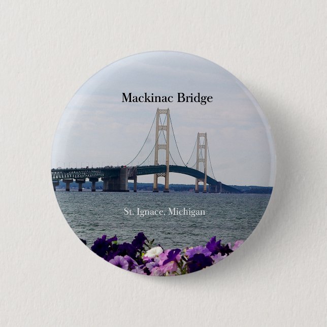 Mackinac Bridge Frühjahr St. Ignace Federknopf Button (Vorderseite)