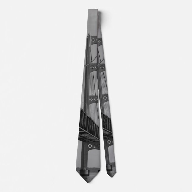 Mackinac Bridge Grayscale Neck Tie Krawatte (Vorderseite)
