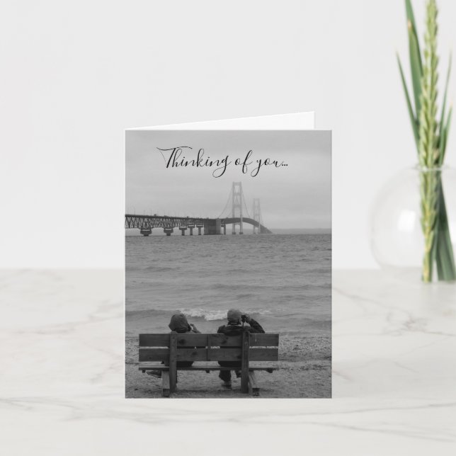 Mackinac Bridge Grayscale Thinking Card anzeigen Karte (Vorderseite)