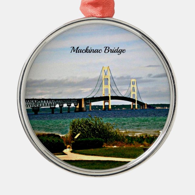 Mackinac Bridge, Mackinac Island Ornament Aus Metall (Vorne)