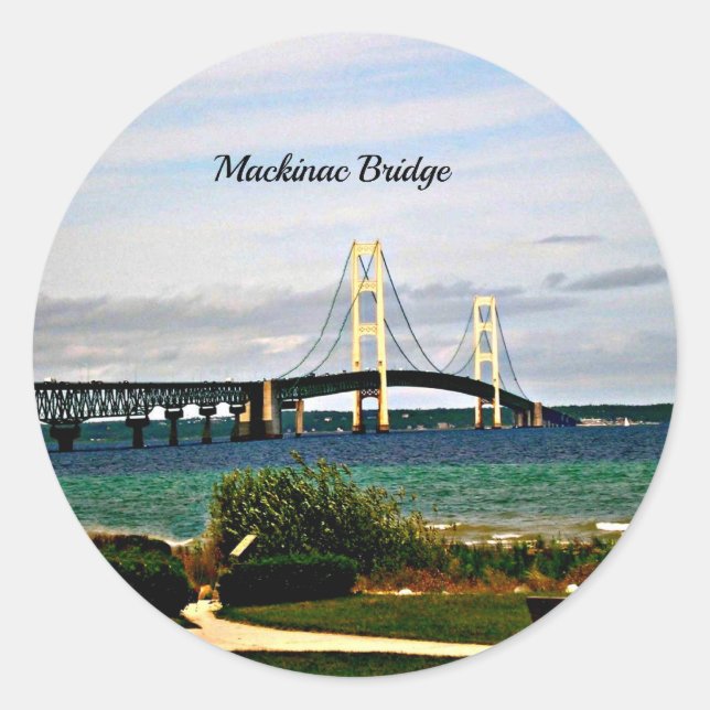 Mackinac Bridge, Mackinac Island, Runder Aufkleber (Vorderseite)