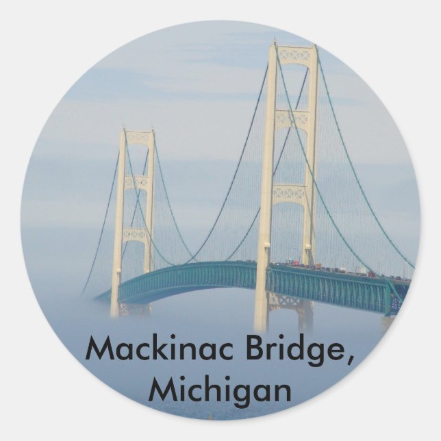 Mackinac Bridge, Michigan Runder Aufkleber (Vorderseite)