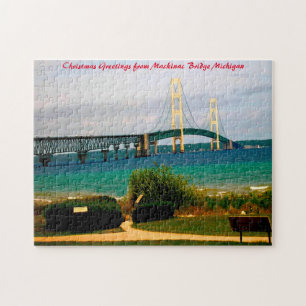 Mackinac Bridge Michigan. Weihnachtsgrüße Puzzle