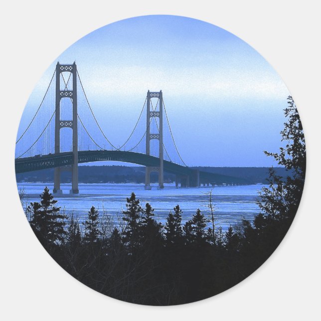 Mackinac Bridge Runder Aufkleber (Vorderseite)