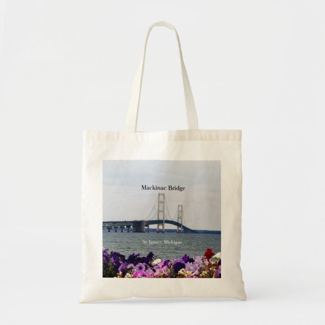 Mackinac Bridge Spring St. Ignace Tote Tasche (Vorne)