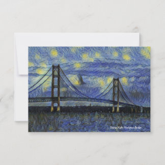 Mackinac Bridge Starry Night Note Card Dankeskarte