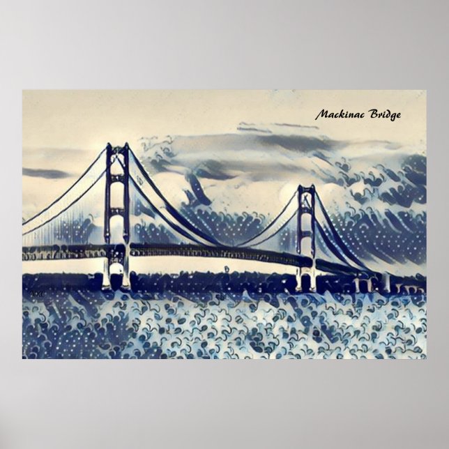 Mackinac Bridge Ukiyoe Style Poster (Vorne)