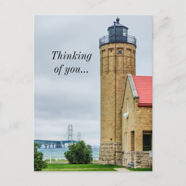 Mackinac Bridge und Lighthouse Postcard Postkarte (Vorderseite)
