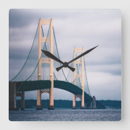 Mackinac Bridge - Wall Clock Quadratische Wanduhr