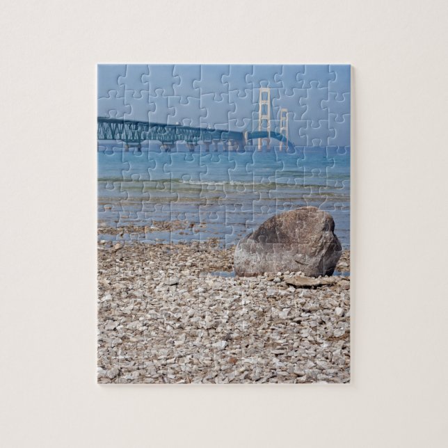 Mackinac Brücke mit Felsen-Puzzlespiel Puzzle (Vertikal)