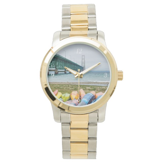 Mackinac-Brücke und Kanus Armbanduhr (Vorderseite)