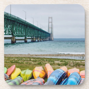 Mackinac-Brücke und Kanus Getränkeuntersetzer