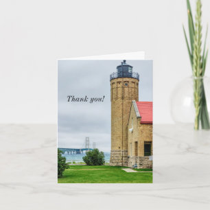 Mackinac-Brücke und Leuchtturm-Dankeskarten Dankeskarte