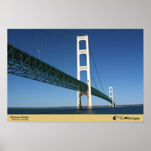 Mackinac-Brücke von der Straße nach Mackinaw, Poster