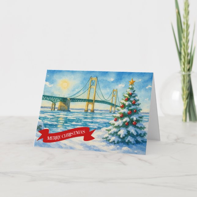 Mackinac-Brücke-Weihnachtskarte Feiertagskarte (Vorderseite)