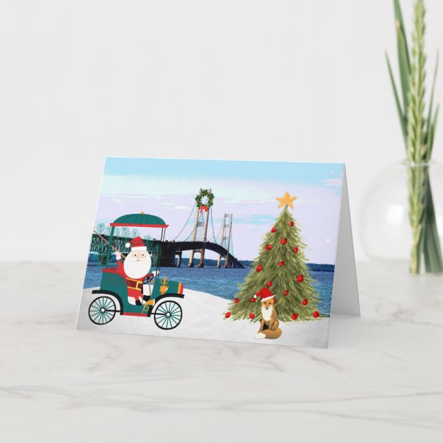 Mackinac Brücken-Weihnachtskarte Feiertagskarte (Vorderseite)