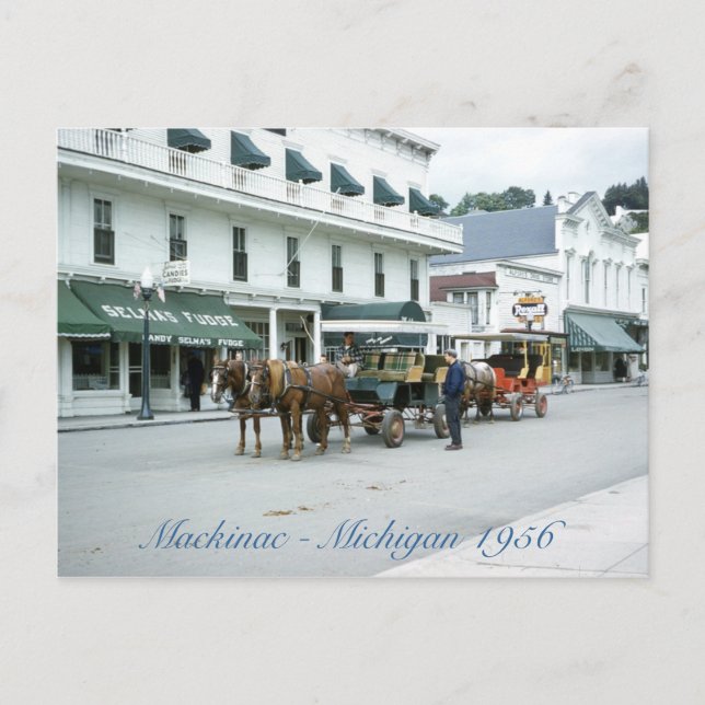 Mackinac Island 1956 Michigan Fudge Shop Postkarte (Vorderseite)