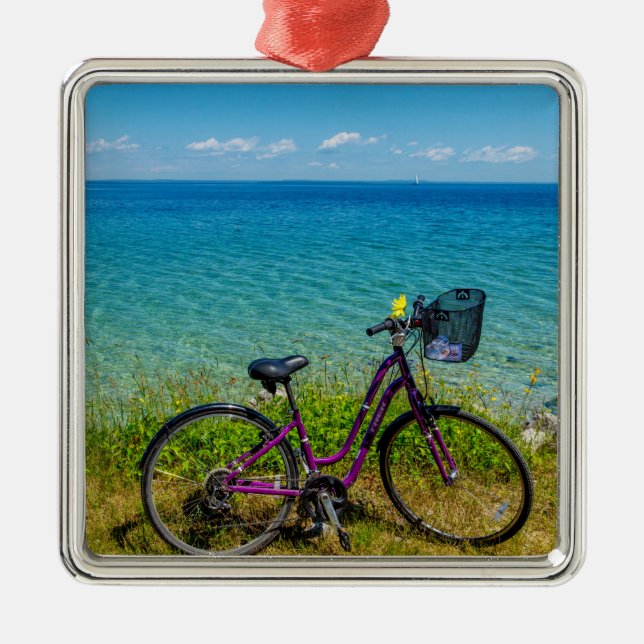 Mackinac Island Bike Ornament Aus Metall (Vorne)