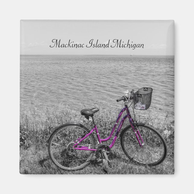 Mackinac Island Bike Selektives Farbmagazin Magnet (Vorne)