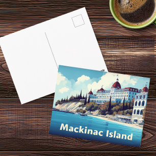 Mackinac Island Grand Hotel Vintage Reise Postkarte