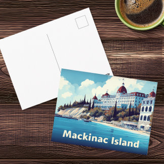 Mackinac Island Grand Hotel Vintage Reise Postkarte