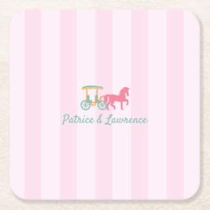 Mackinac Island Horse Gezeichnet Wagenhochzeit Rechteckiger Pappuntersetzer