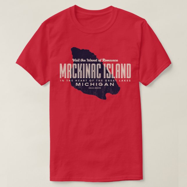 Mackinac Island Michigan Island Karte T-Shirt (Design vorne)