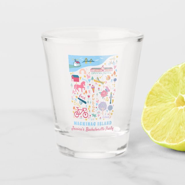 Mackinac Island Michigan Junggeselinnen-Abschied Schnapsglas (Vorderseite)