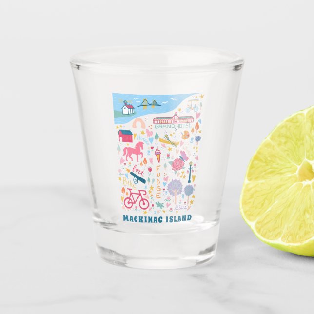 Mackinac Island Michigan Karte Lieblingsessen Schnapsglas (Vorderseite)
