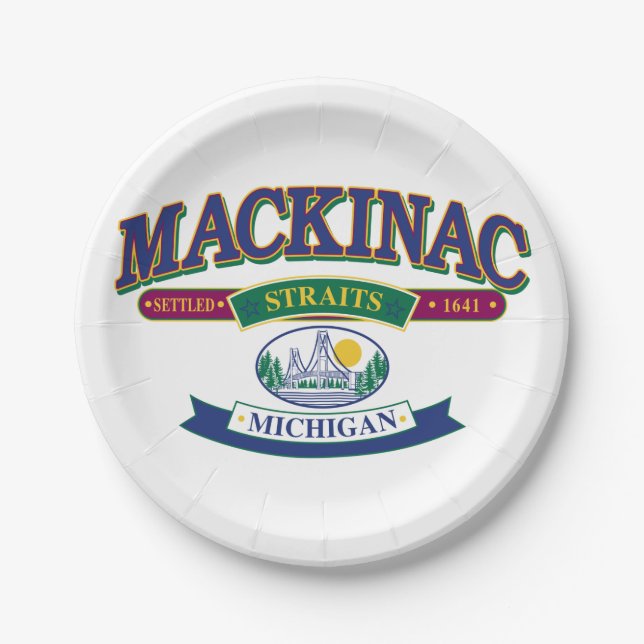 Mackinac Island Michigan Pappteller (Vorderseite)