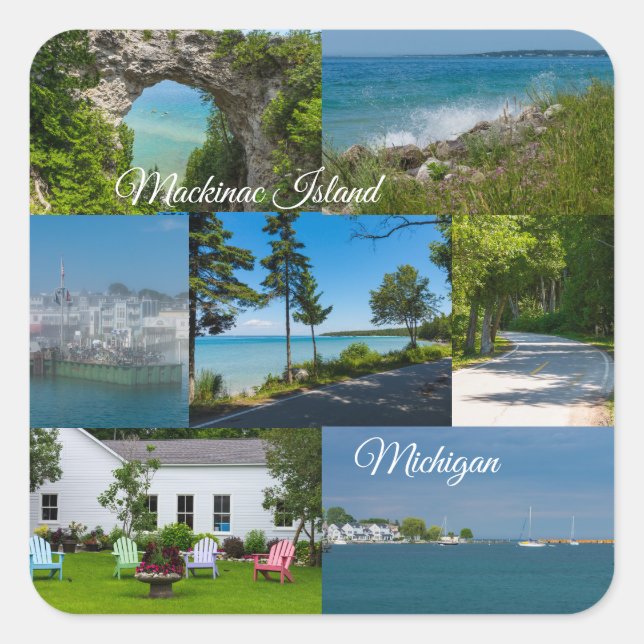 Mackinac Island Michigan Quadratischer Aufkleber (Vorderseite)