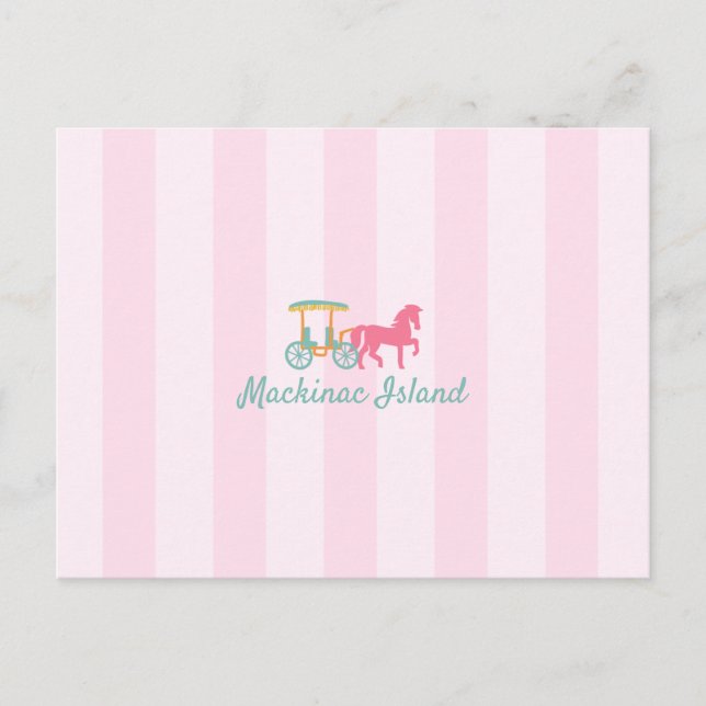 Mackinac Island Pferd Gezeichnet Beförderung Postkarte (Vorderseite)
