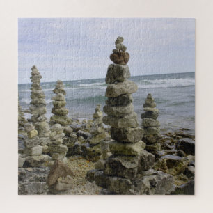 Mackinac Island Rock Cairn Collection - 20x20 inch Puzzle