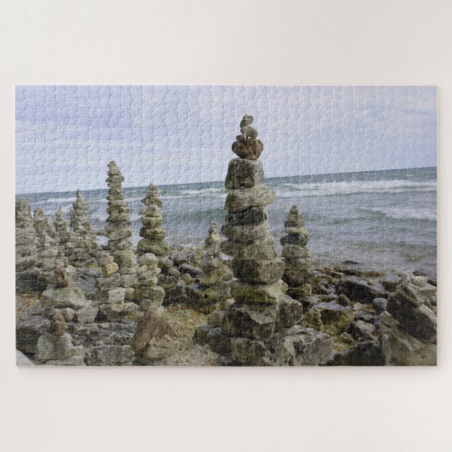 Mackinac Island Rock Cairn Collection - 20x30 inch Puzzle (Horizontal)