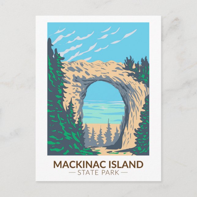 Mackinac Island Staat Park Michigan Arch Postkarte (Vorderseite)