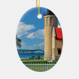Mackinac Leuchtturm-Weihnachtsverzierung Keramik Ornament