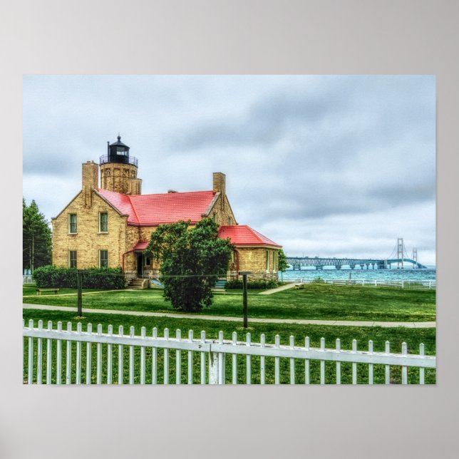 Mackinac Light and Bridge Poster (Vorne)