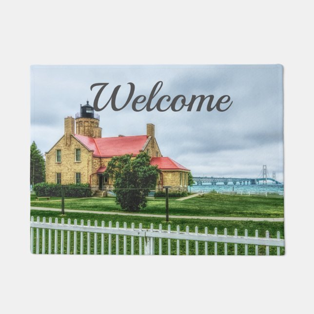 Mackinac Light and Bridge Welcome Doormat Fußmatte (Vorderseite)