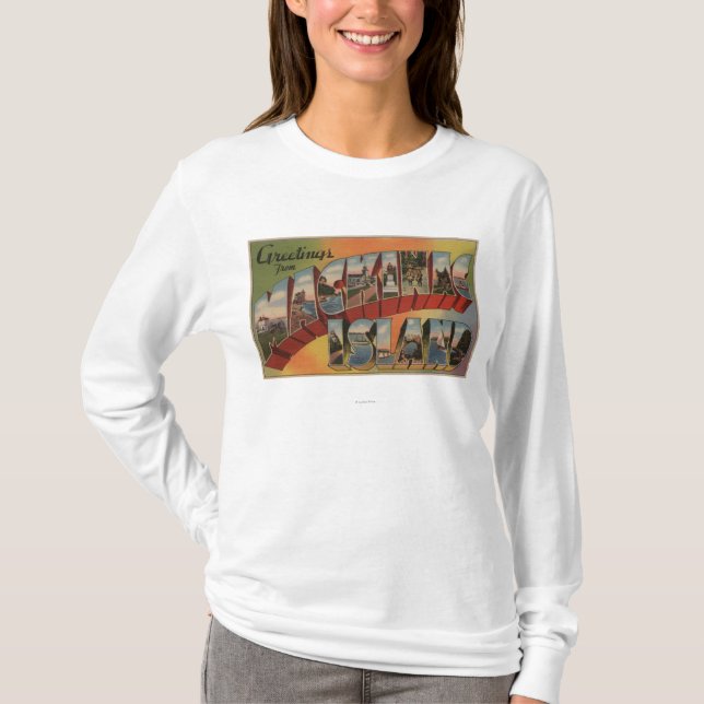 Mackinac, Michigan - große Buchstabe-Szenen T-Shirt (Vorderseite)