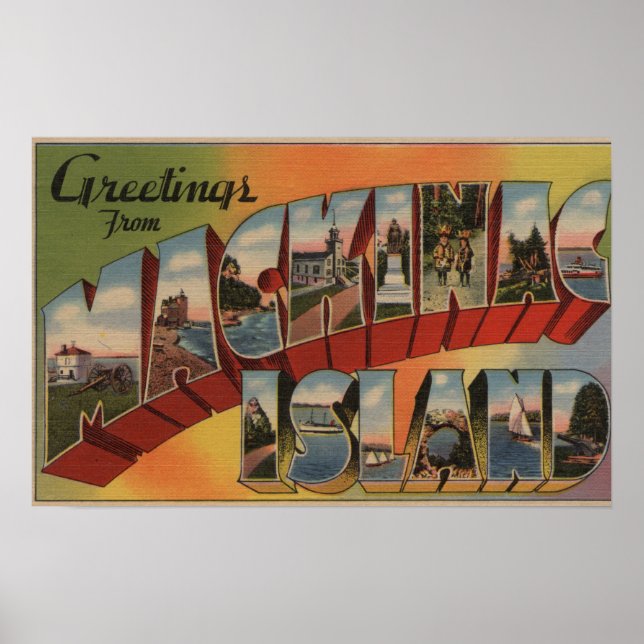 Mackinac, Michigan - Große Buchstabenszenen Poster (Vorne)