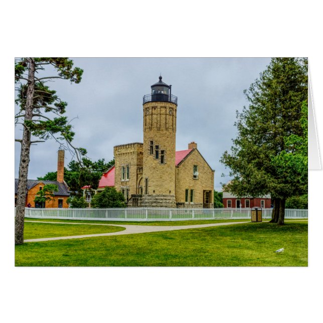 Mackinac Point Light Grußkarte (Vorderseite (Horizontal))