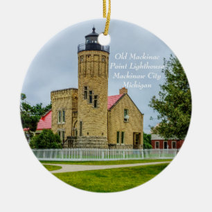 Mackinac Point Light Keramik Ornament